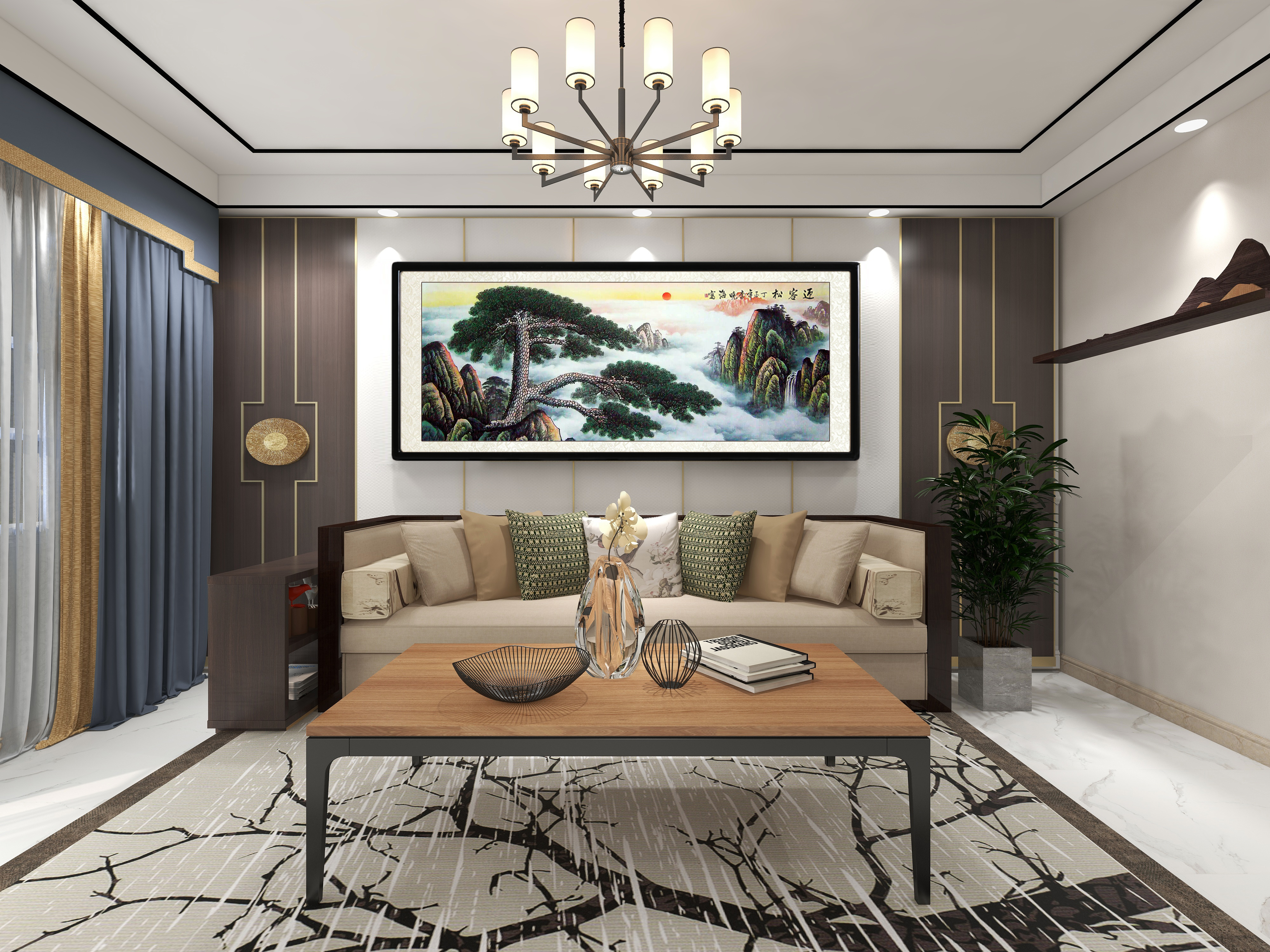 守家山水画_风水山水画客厅_千里江山图风水画