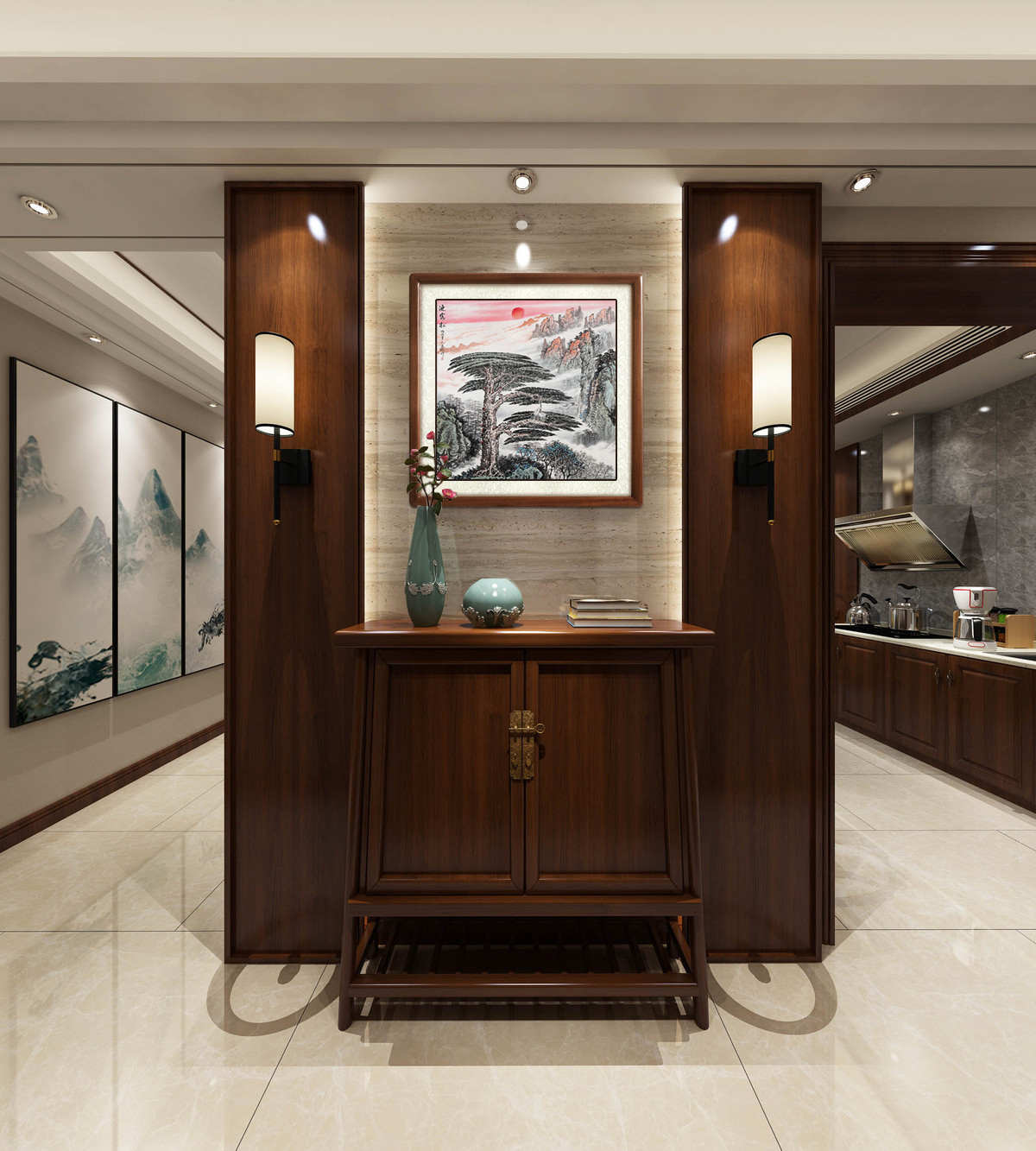 千里江山图风水画_守家山水画_风水山水画客厅