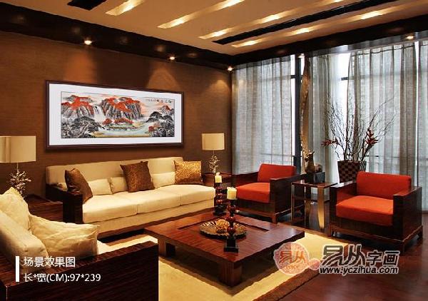 山水画客厅挂画推荐_理性风水挂画选择风水学_客厅挂山水画风水