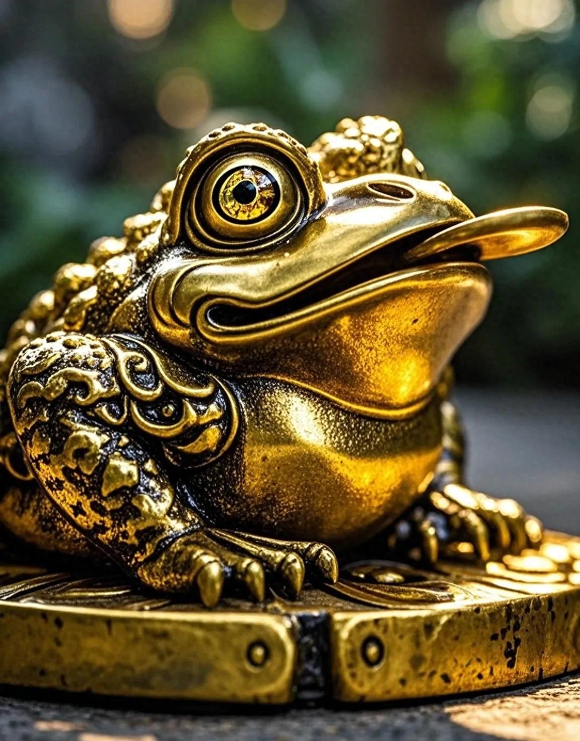 金蟾蜍招财_办公吉祥物风水学_招财摆件