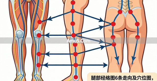 大腿内侧经络图 _ 腿部经络口诀 _ 腿部经络图 6 条走向及穴位图